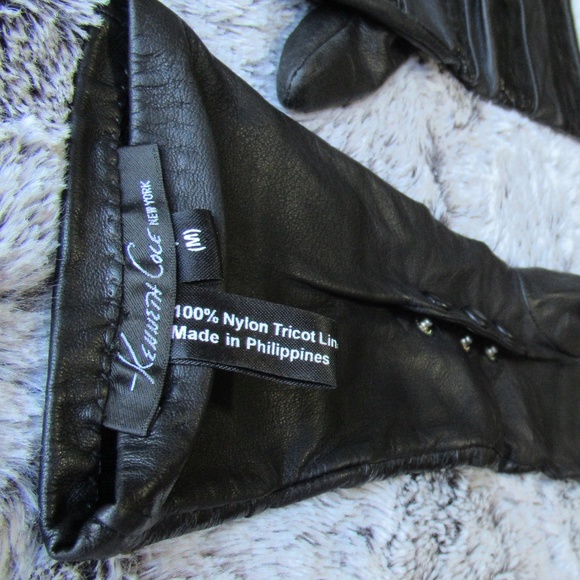 Kenneth Cole New York Ladies Black Leather Gloves - Picture 5 of 8